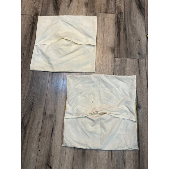 Vintage Handmade Butterfly Quilt Block Pillow Covers 16" x 16" - Set Of 2 Yellow - Picture 5 of 5